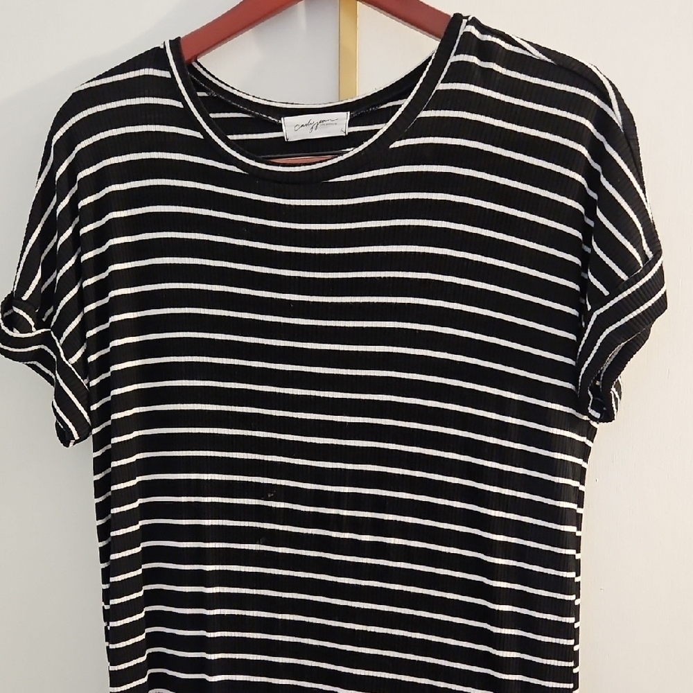 CJLA Black and White Striped Dress